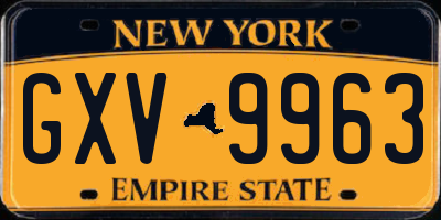 NY license plate GXV9963