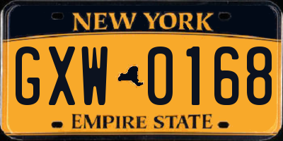 NY license plate GXW0168