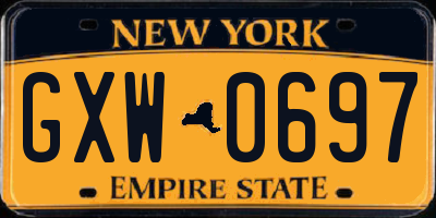 NY license plate GXW0697