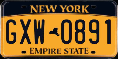 NY license plate GXW0891