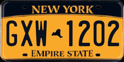 NY license plate GXW1202