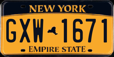 NY license plate GXW1671