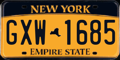 NY license plate GXW1685