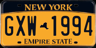 NY license plate GXW1994