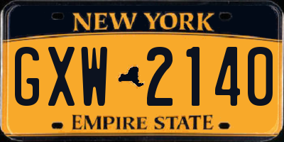 NY license plate GXW2140