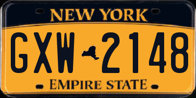 NY license plate GXW2148