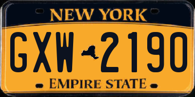 NY license plate GXW2190