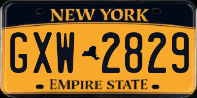 NY license plate GXW2829