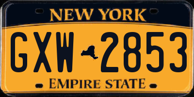 NY license plate GXW2853