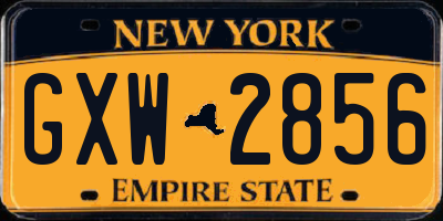 NY license plate GXW2856