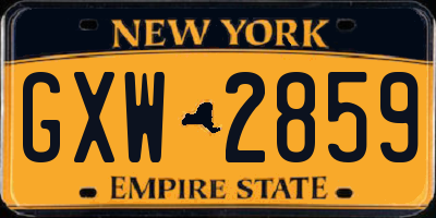 NY license plate GXW2859