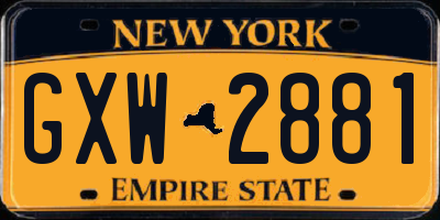 NY license plate GXW2881
