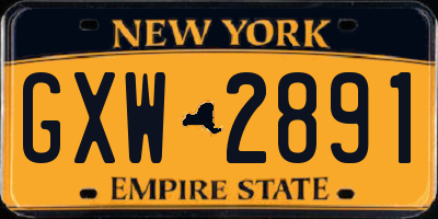 NY license plate GXW2891