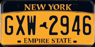 NY license plate GXW2946