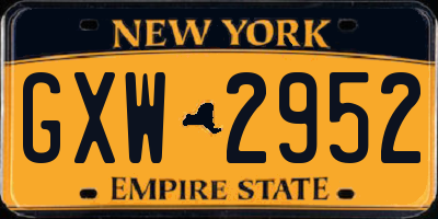 NY license plate GXW2952