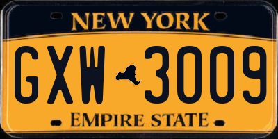 NY license plate GXW3009