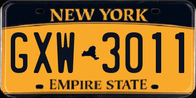 NY license plate GXW3011