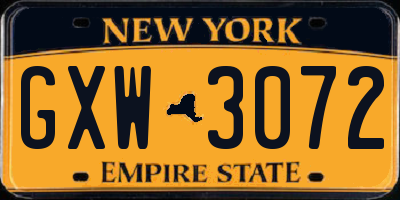 NY license plate GXW3072