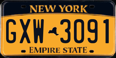 NY license plate GXW3091
