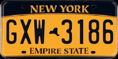 NY license plate GXW3186