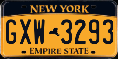 NY license plate GXW3293