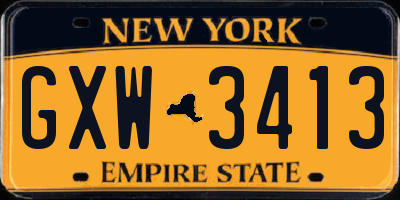 NY license plate GXW3413