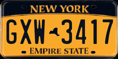 NY license plate GXW3417