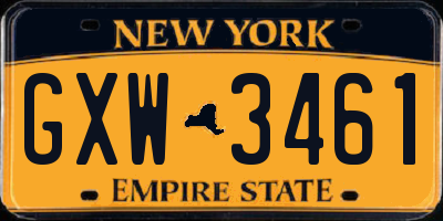 NY license plate GXW3461