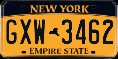 NY license plate GXW3462