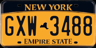 NY license plate GXW3488