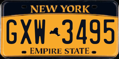 NY license plate GXW3495