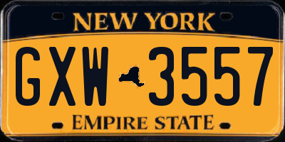 NY license plate GXW3557