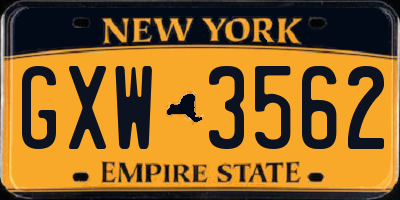 NY license plate GXW3562