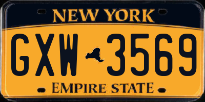 NY license plate GXW3569