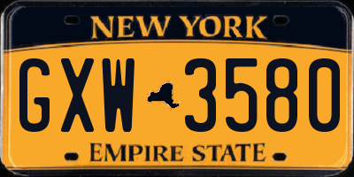 NY license plate GXW3580