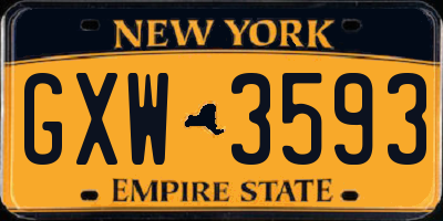 NY license plate GXW3593