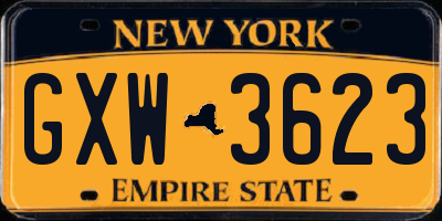 NY license plate GXW3623