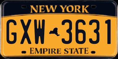 NY license plate GXW3631