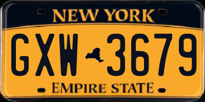 NY license plate GXW3679