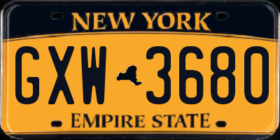NY license plate GXW3680