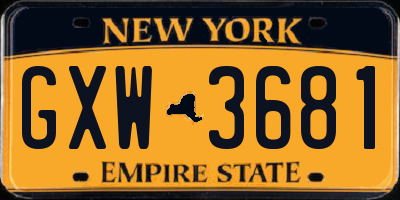 NY license plate GXW3681
