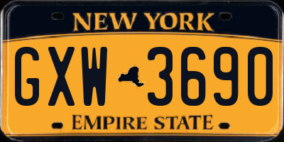NY license plate GXW3690