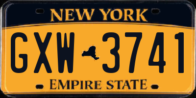 NY license plate GXW3741