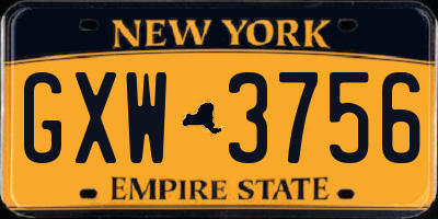 NY license plate GXW3756