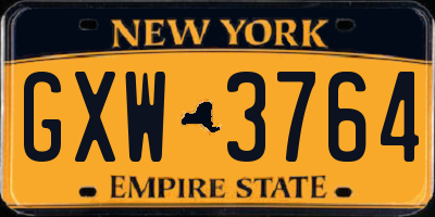NY license plate GXW3764
