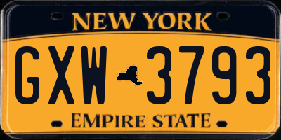 NY license plate GXW3793