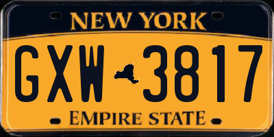 NY license plate GXW3817