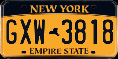 NY license plate GXW3818