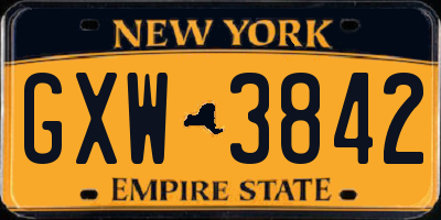 NY license plate GXW3842