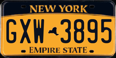 NY license plate GXW3895